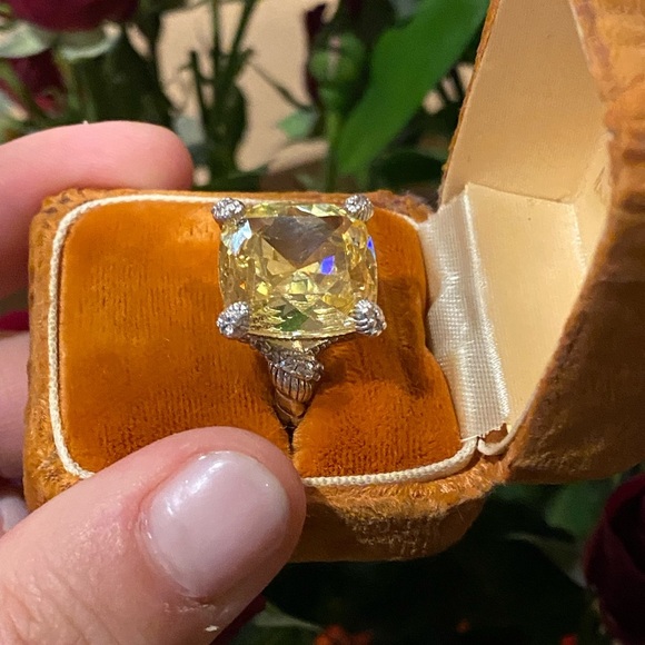 Judith Ripka 925 Sterling Canary Quartz White Sapphire...